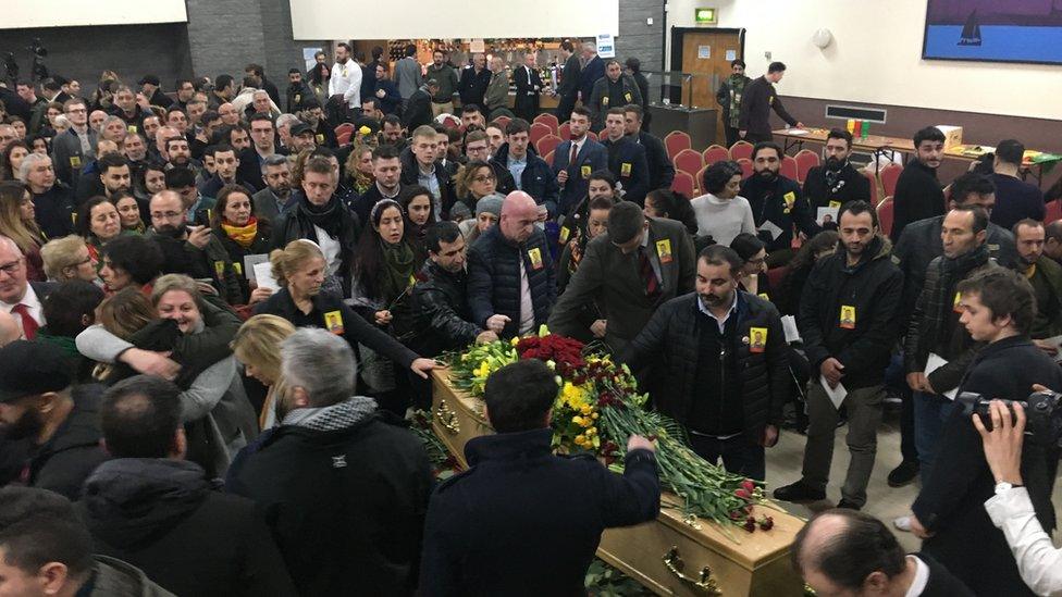 Jac Holmes' funeral service at a community centre in Wimborne