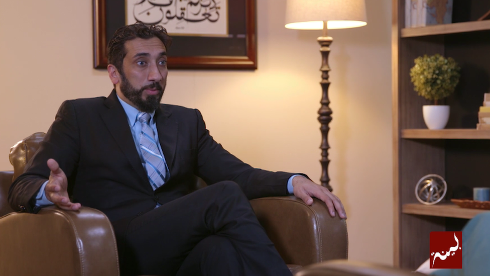 A picture of Nouman Ali Khan, a popular Muslim preacher who was accused of sending topless pictures to an unnamed woman