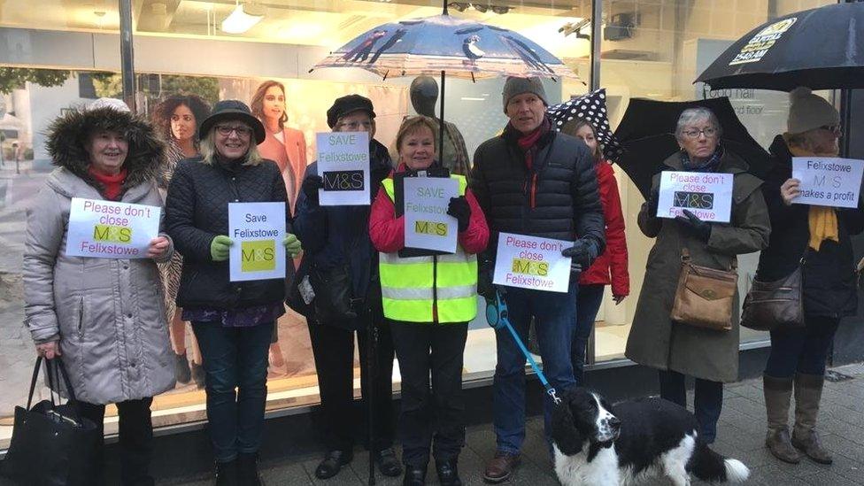 The protest outside Felixstowe's Marks & Spencer