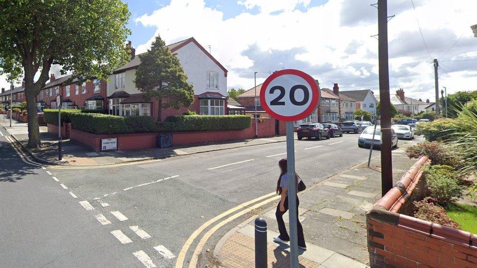 An existing 20mph zone on Turney Road in Wallasey.