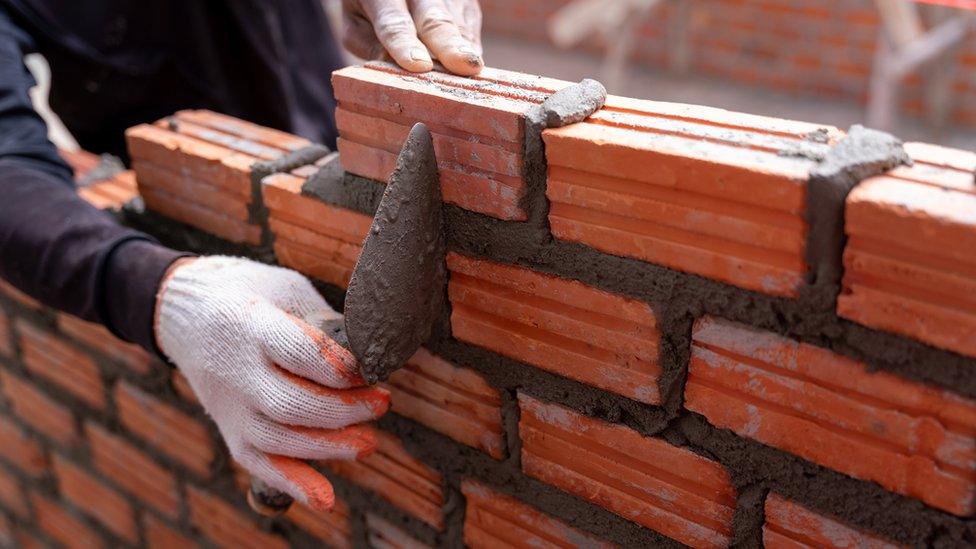 Bricks being laid