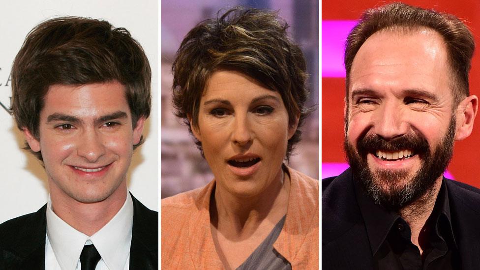 Andrew Garfield, Tamsin Greig and Ralph Fiennes