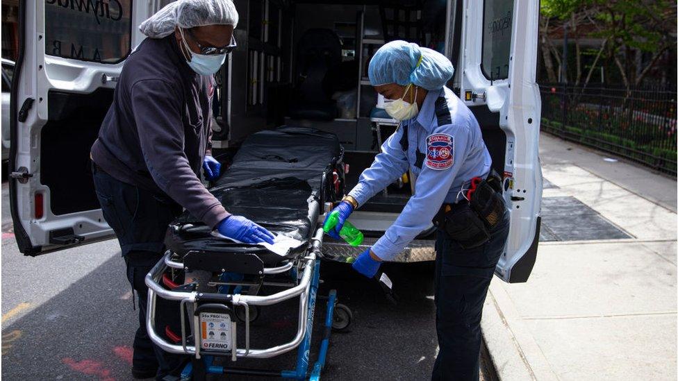 Ambulance being sanitised