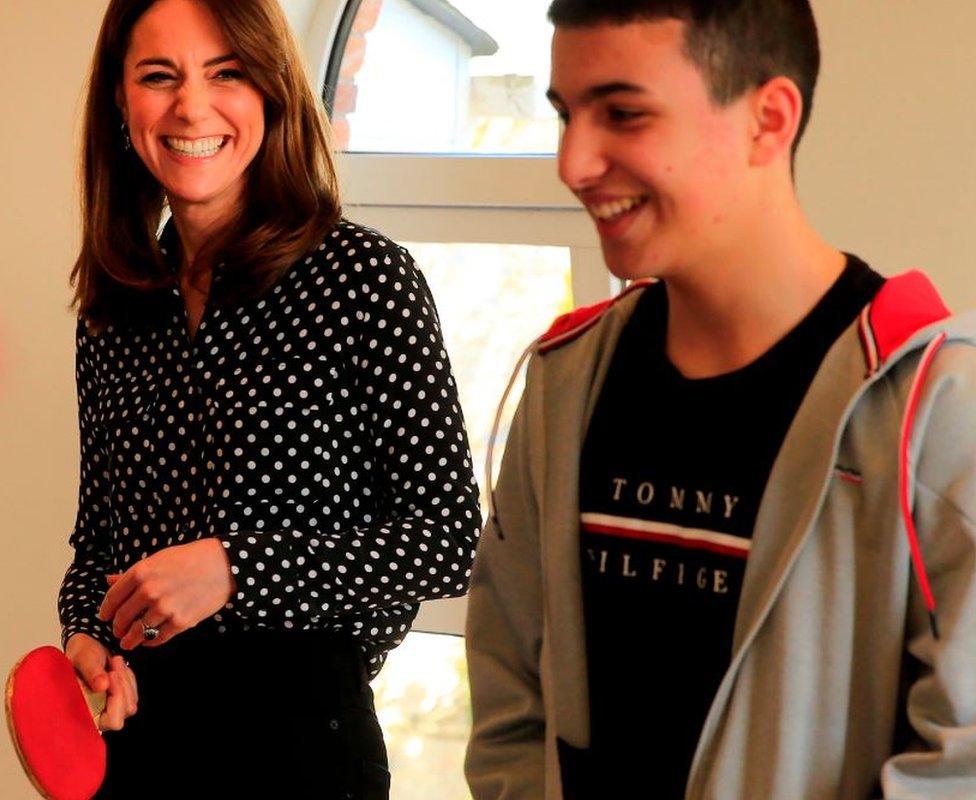 Duchess of Cambridge playing table tennis