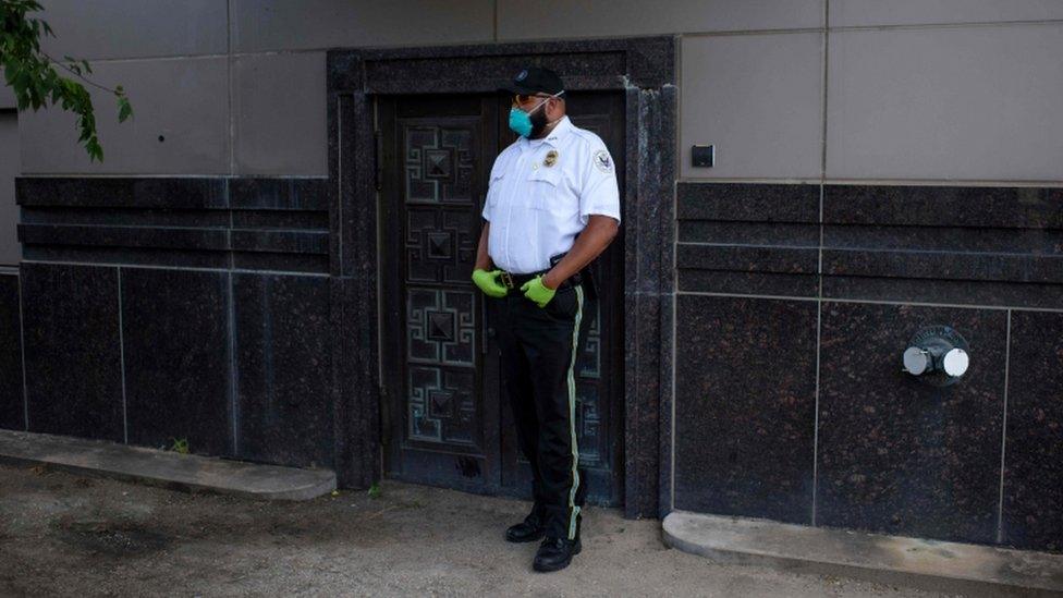 US official outside the former Chinese consulate in Houston, 24 July 2020