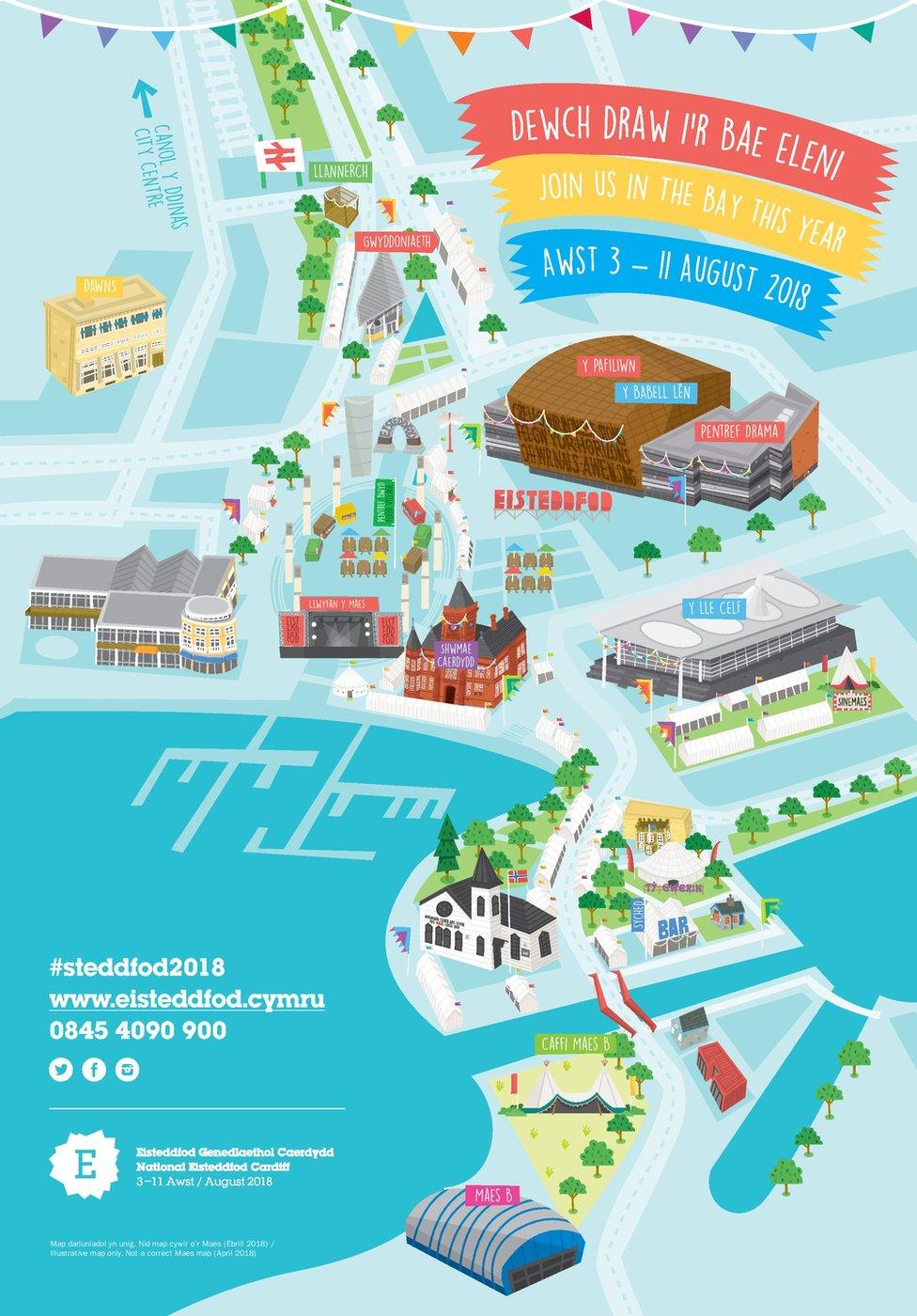 Map of the festival maes in Cardiff bay