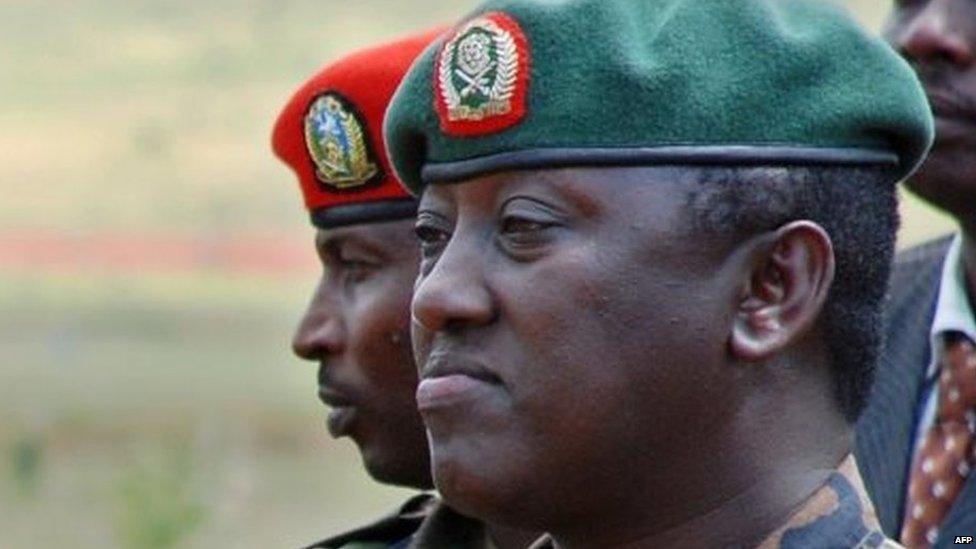 A photo taken on December 17, 2010 shows Rwandan Lieutenant General Karenzi Karake at Nasho Military training school in Kirehe District, in Rwanda"s Eastern Province,