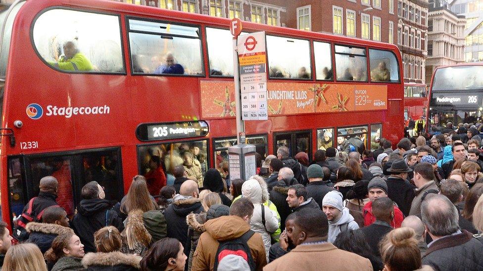 Bus queues due to Tube strike