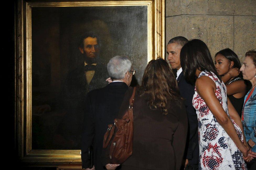 President Obama and his family take a walking tour of Museum of the City of Havana with historian Leal, in Havana