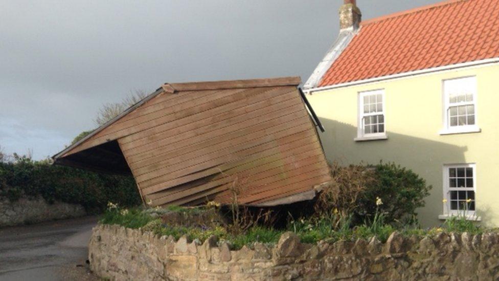 Stable on top of a house wall in Alderney