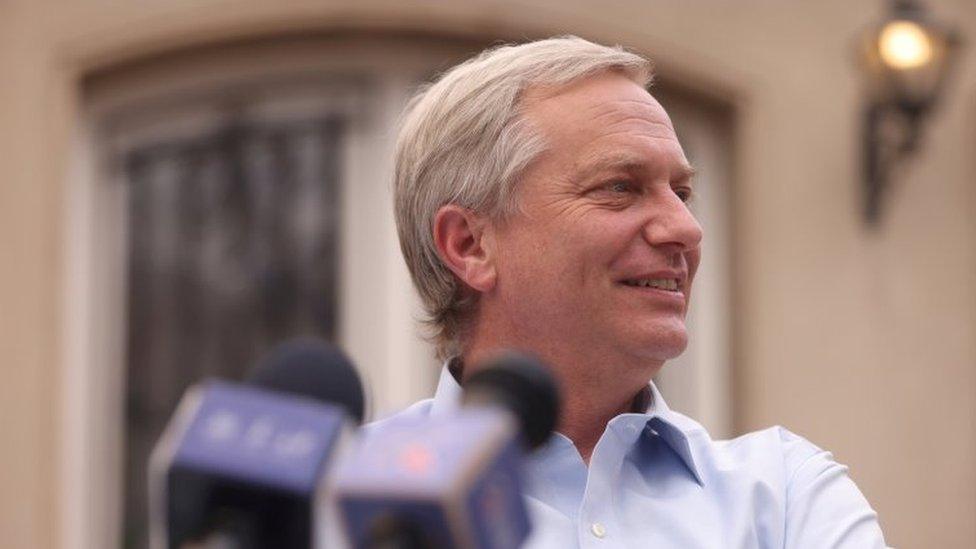 Chilean presidential candidate Jose Antonio Kast from far-right Republican Party meets with Chilean-based international media reporters in Santiago, Chile, November 12, 2021.