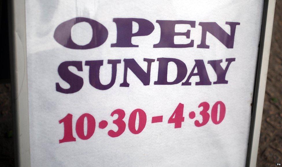 Sunday opening times sign