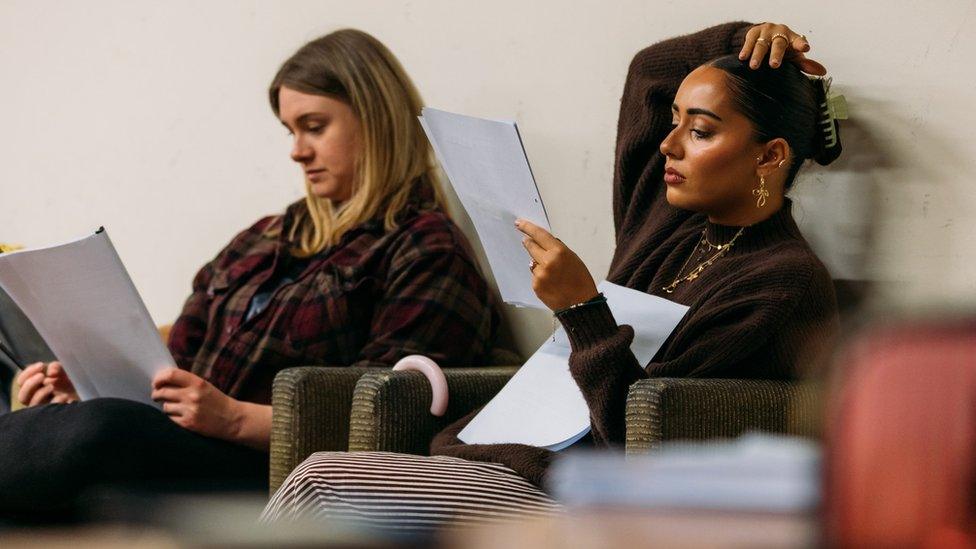 Rebecca Glendenning-Laycock and Laila Zaidi in rehearsals