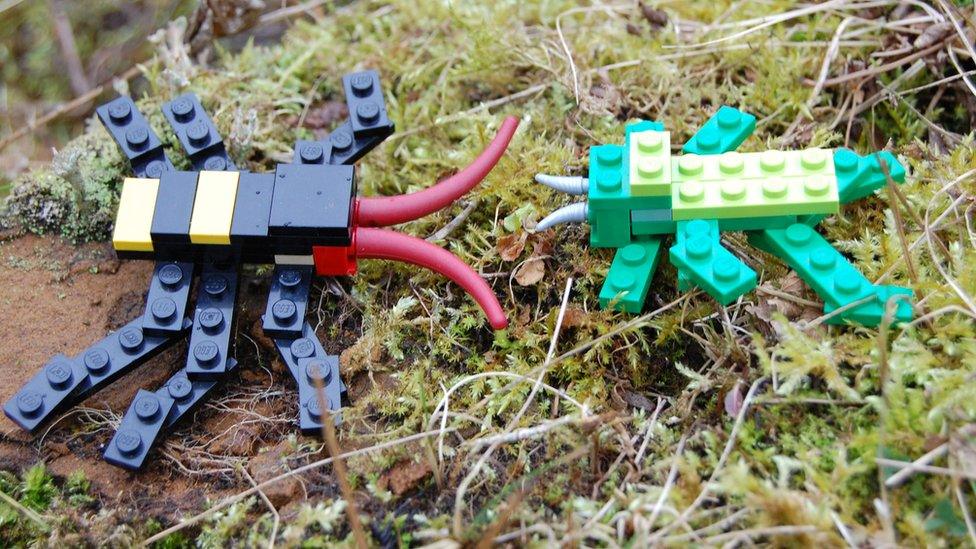 Lego longhorn beetle and froghopper