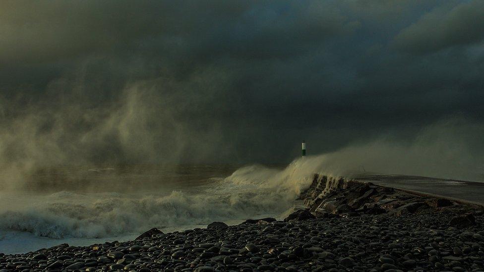 Elaine Delworth captured the stormy waters off Tanybwlch beach in Aberystwyth as Storm Ophelia wreaked havoc