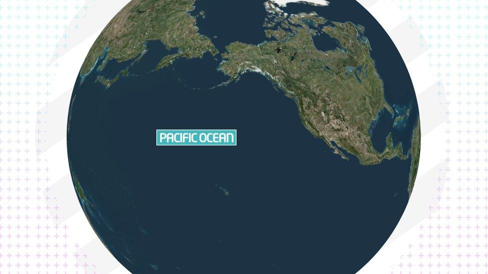 Image shows Earth with the Pacific Ocean labelled