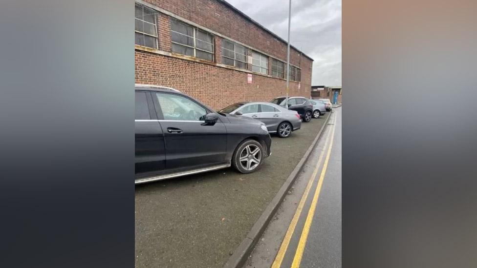 Cars illegally parked on Howard Street