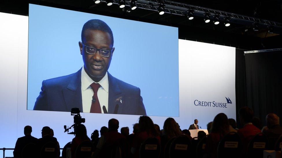 Credit Suisse CEO Tidjane Thiam delivers a speech during an extraordinary shareholders meeting of the Swiss banking group on November 19, 2015 in Bern