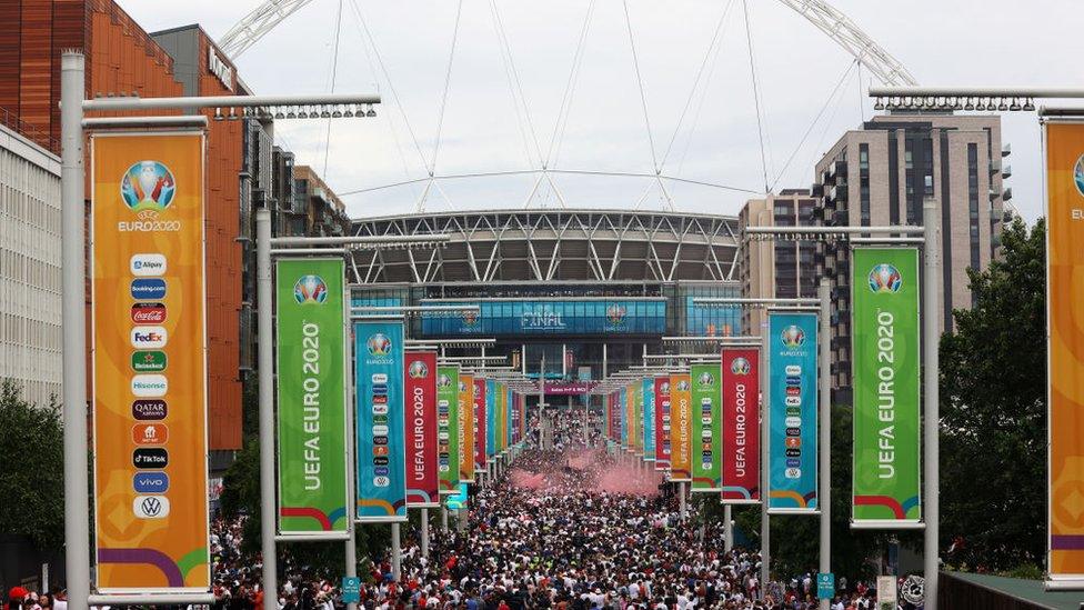 View of Wembley Stadium before the Euro 2020 final