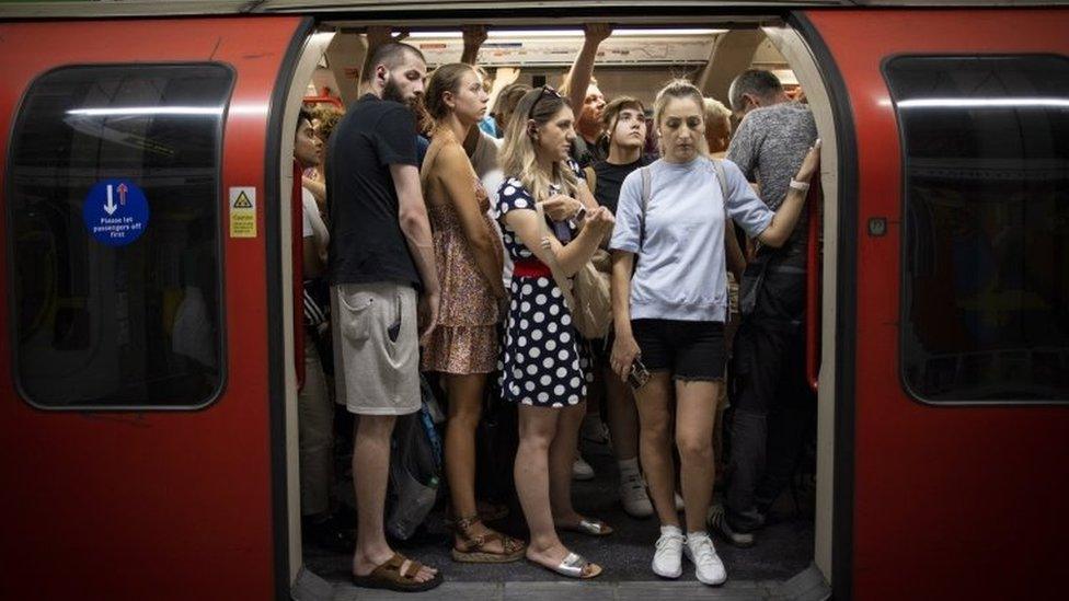 Commuters on the London underground