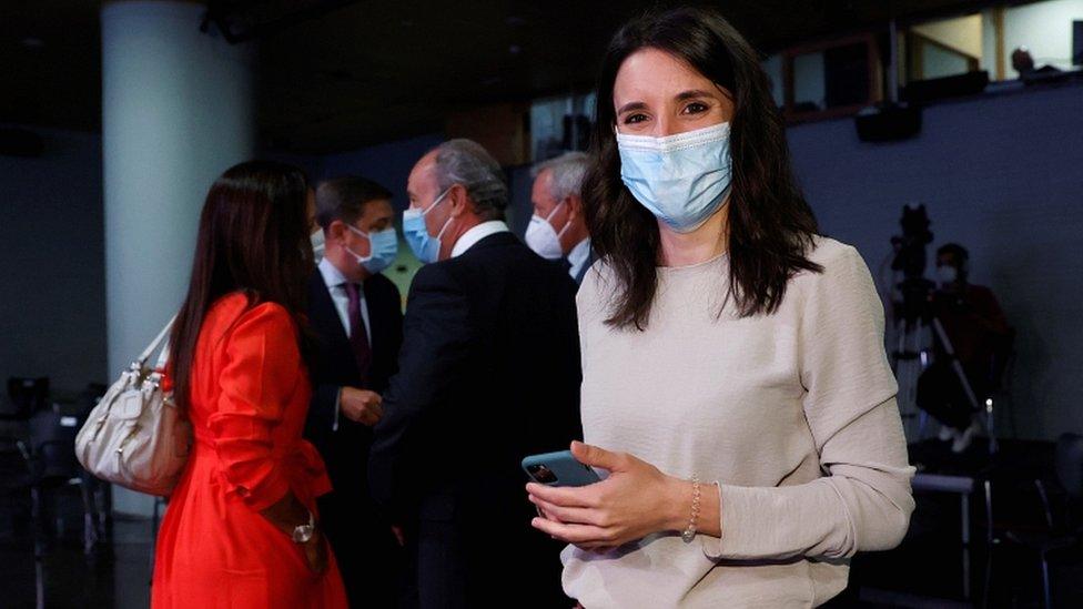 Equality Minister Irene Montero at a conference in Madrid on 31 August 2020