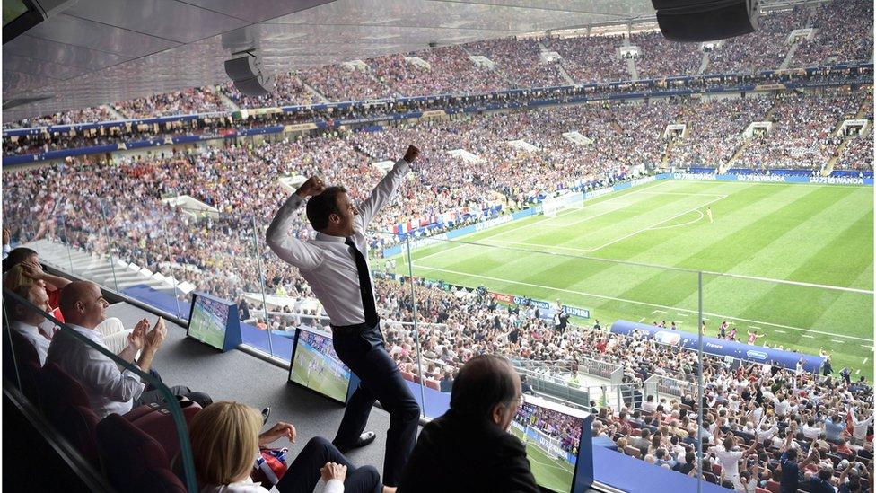 President Macron celebrates in Moscow