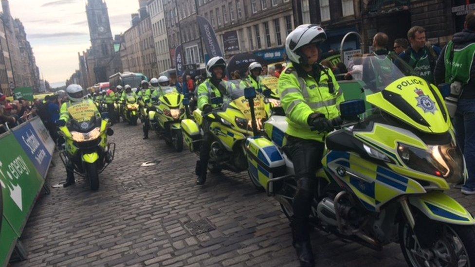 Police on motorbikes in Edinburgh