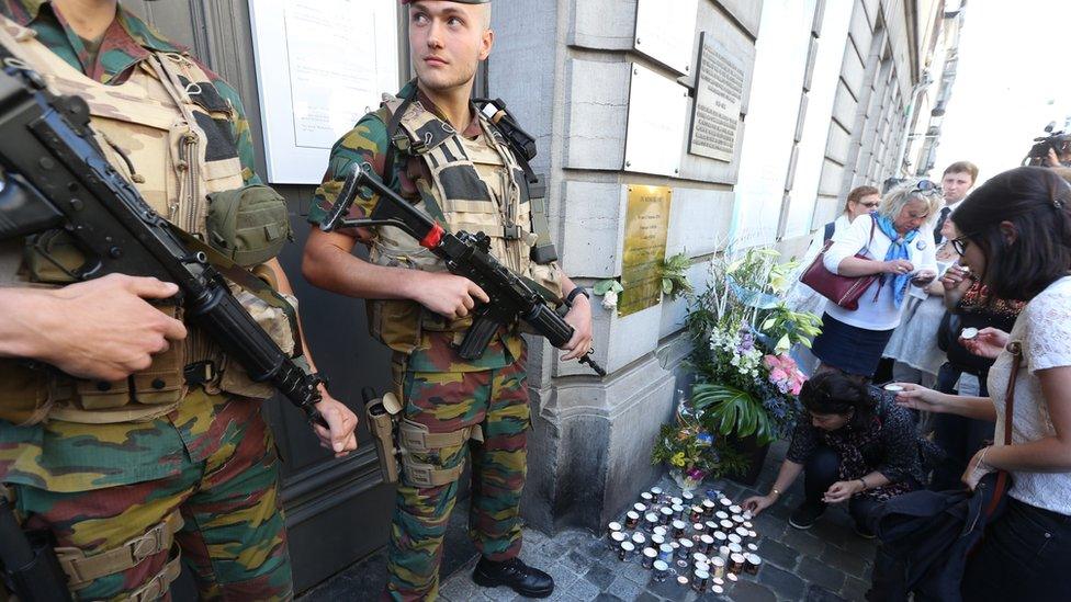 File pic- high security outside Jewish Museum in Brussels