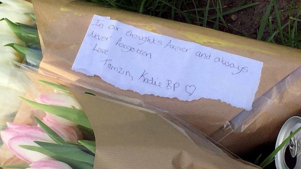 Flowers at the scene in Pulham Market, Norfolk,