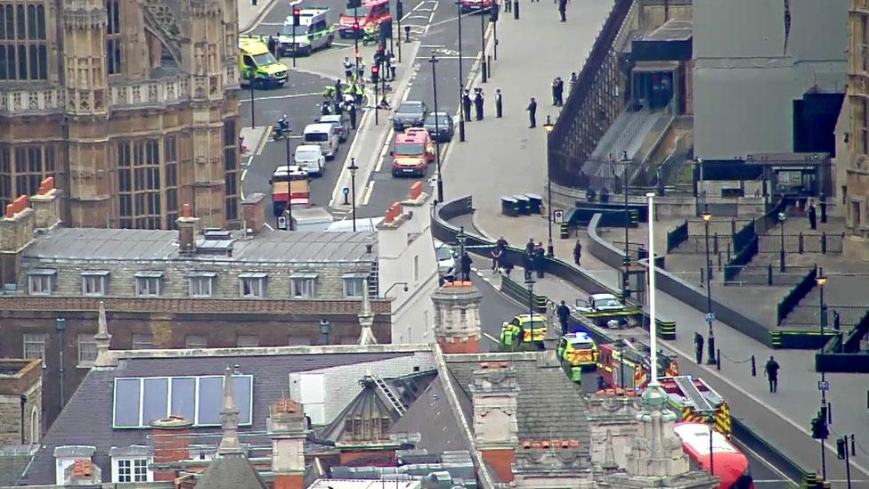 The scene outside Westminster