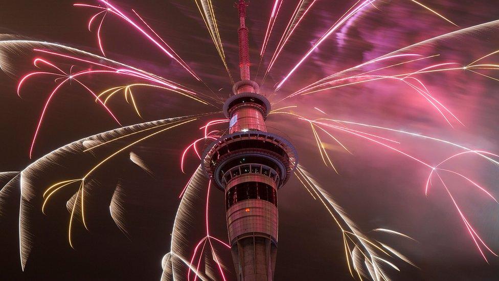 Fireworks on Auckland Sky Tower