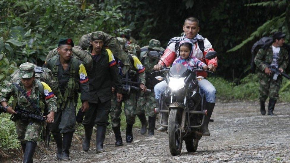 FARC during their journey towards a Transitional Local Zones for Normalisation, close to sector of Robles, Cauca, Colombia, 31 January 2017