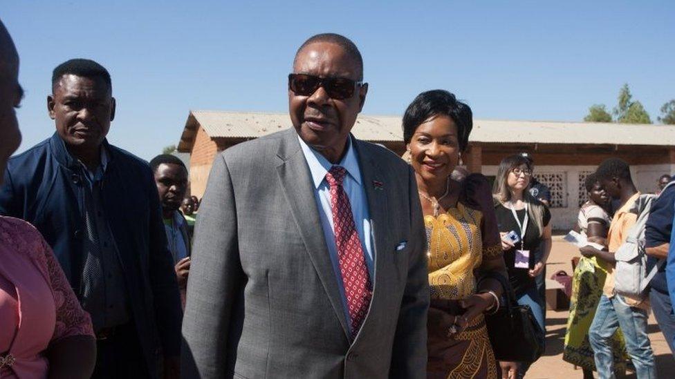 Malawi's president casts his ballot in his home town on May 21