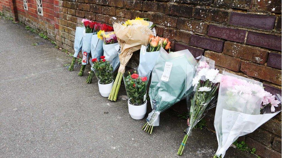 Flowers left for the victim