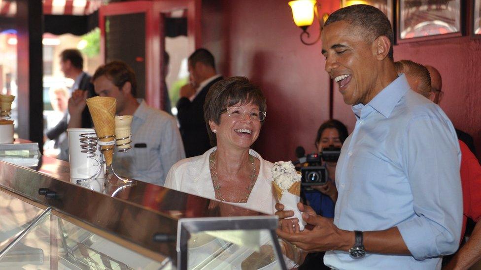 Mrs Jarrett, centre, was one of Mr Obama's longest-serving aides