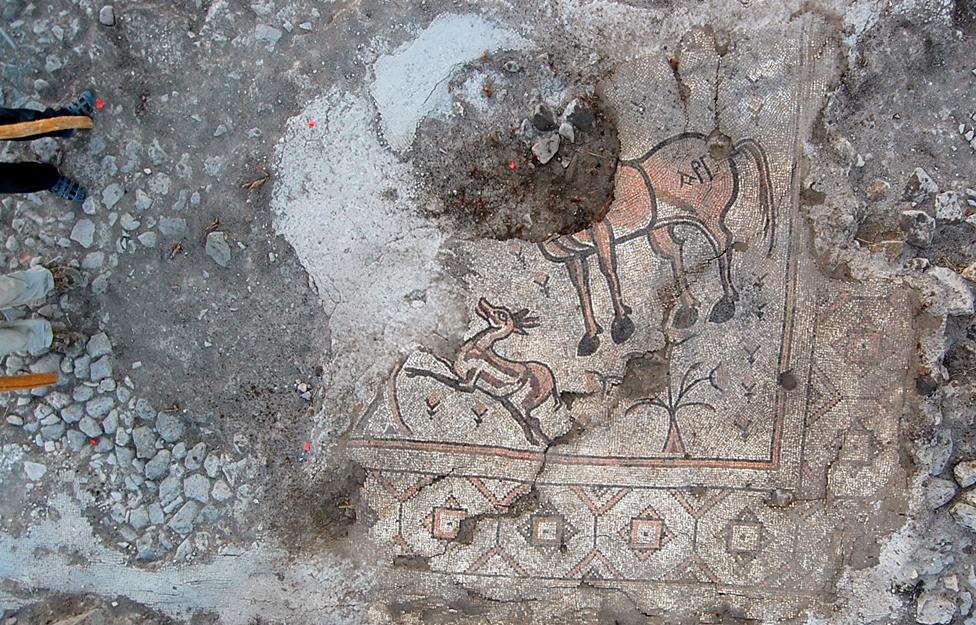 Mosaic of horse and gazelle