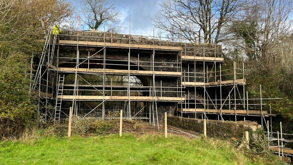 Wortha Mill Bridge with scaffolding