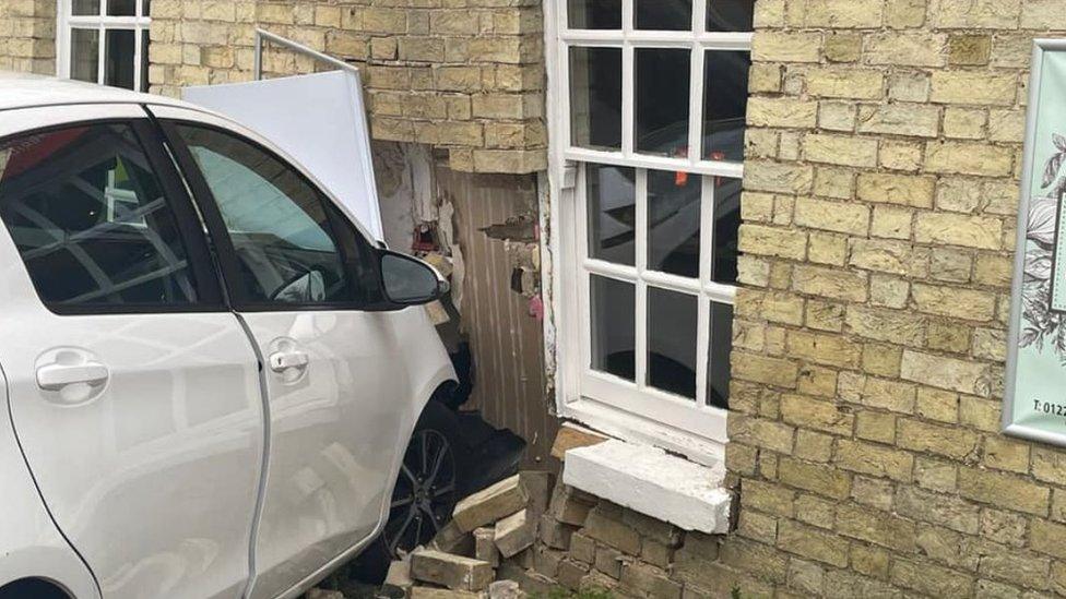 Car crashed into wall of restaurant