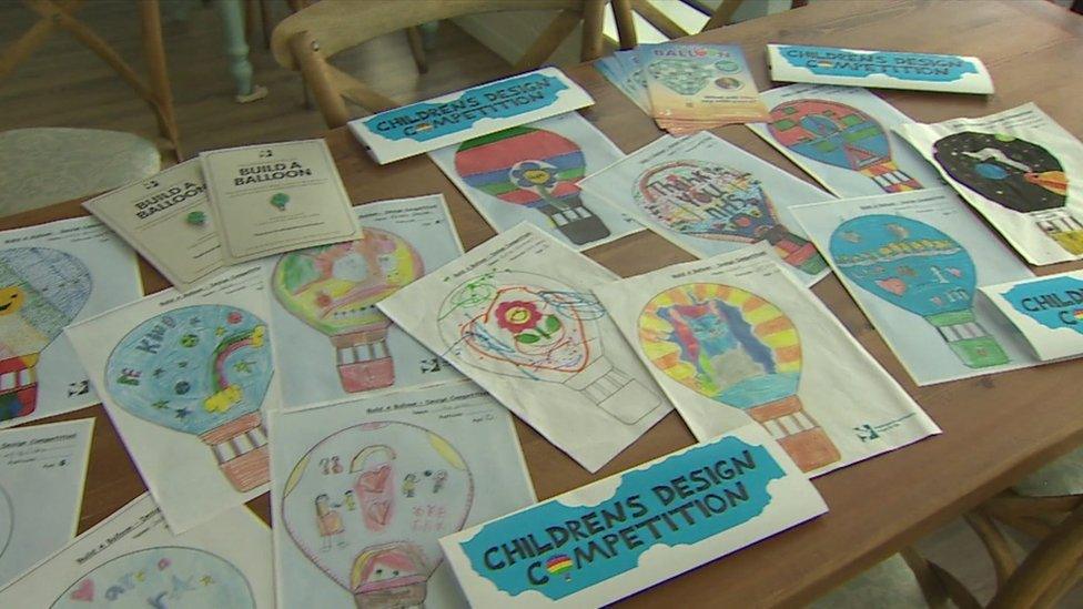 School children have sent in drawings to be included on the balloon