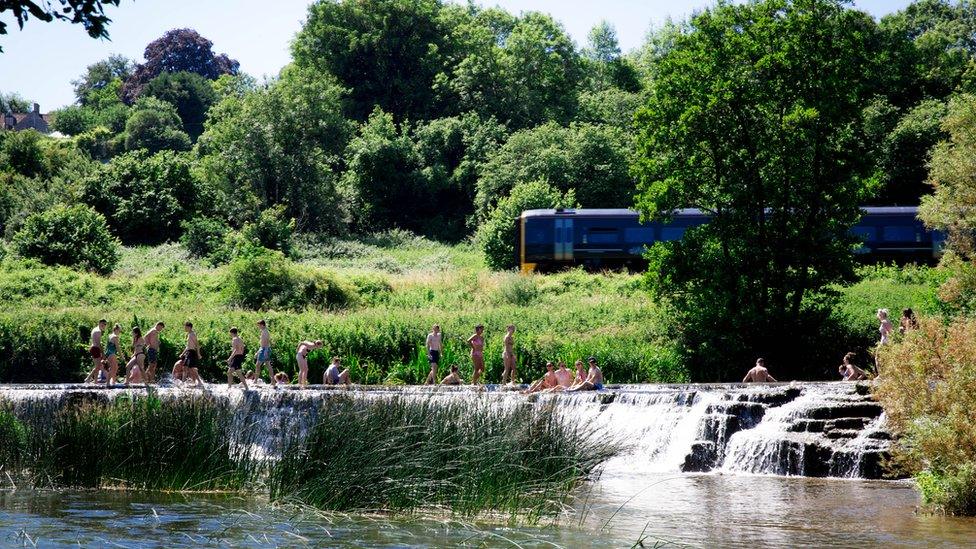 Swimmers at Warleigh Weir