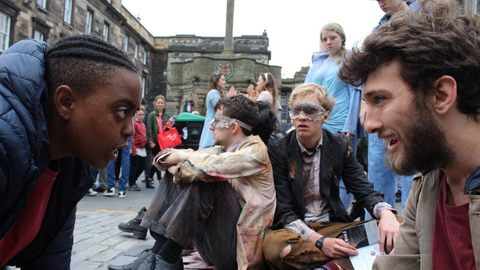 This is a photo of a young actress at Edinburgh Fringe Festival.