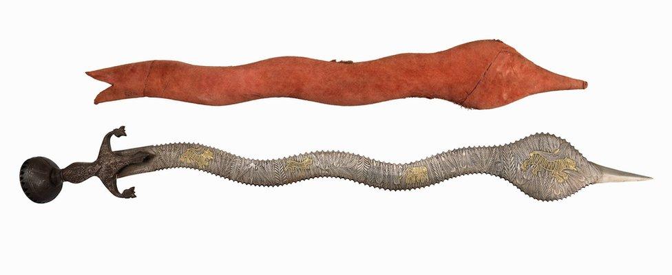 A ceremonial Indo-Persian serpent tulwar (sword)