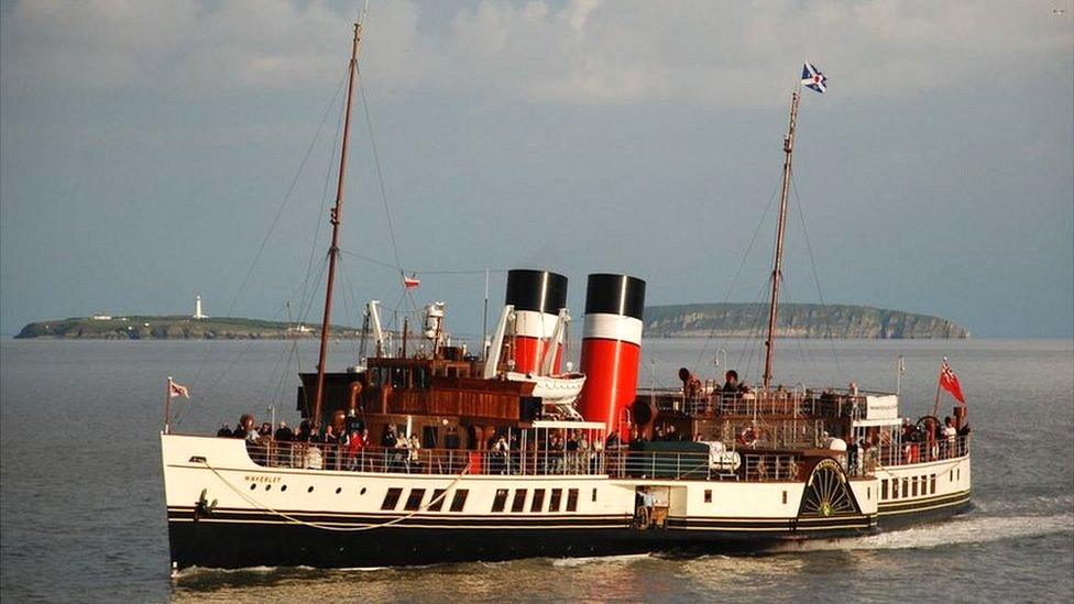 The Waverley paddle steamer sailing through the Bristol Channel