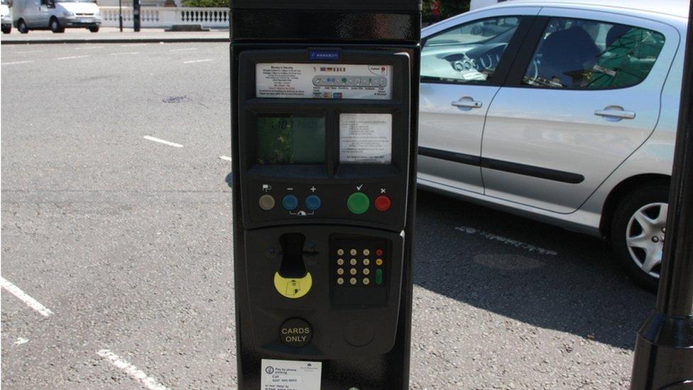 Parking meter by car