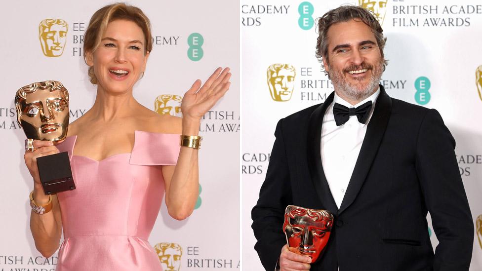 Renee Zellweger and Joaquin Phoenix at the 2020 Bafta Film Awards