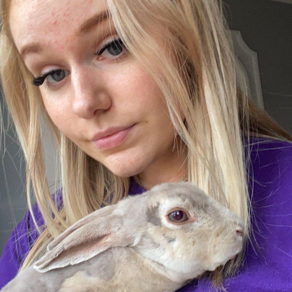 Rabbit with owner, Jasmine