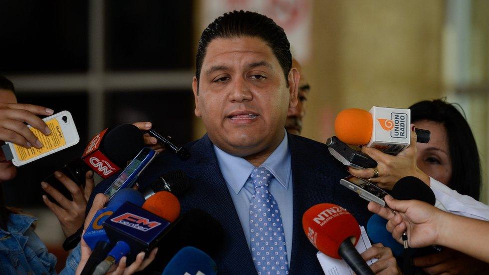 The rector of the National Electoral Council, Luis Emilio Rondon, speaks to the media at the CNE headquarters in Caracas, on 2 August 2016