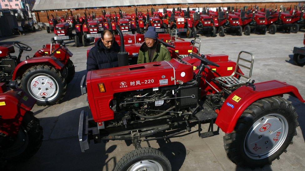 Tractors outside a Chinese tractor factory