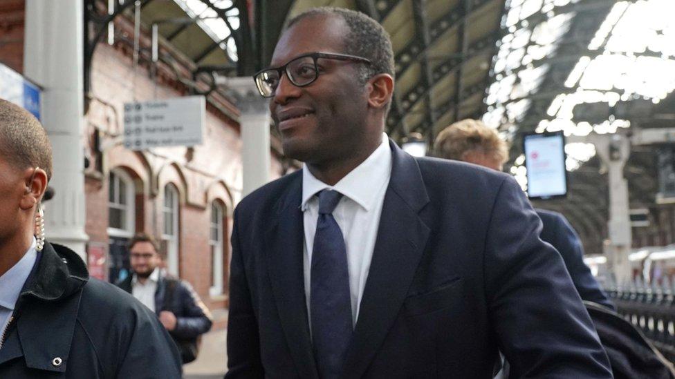 Kwasi Kwarteng at Darlington station