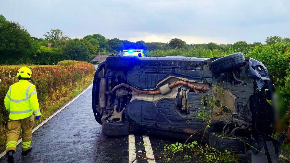 Crashed car driven by Katie Price